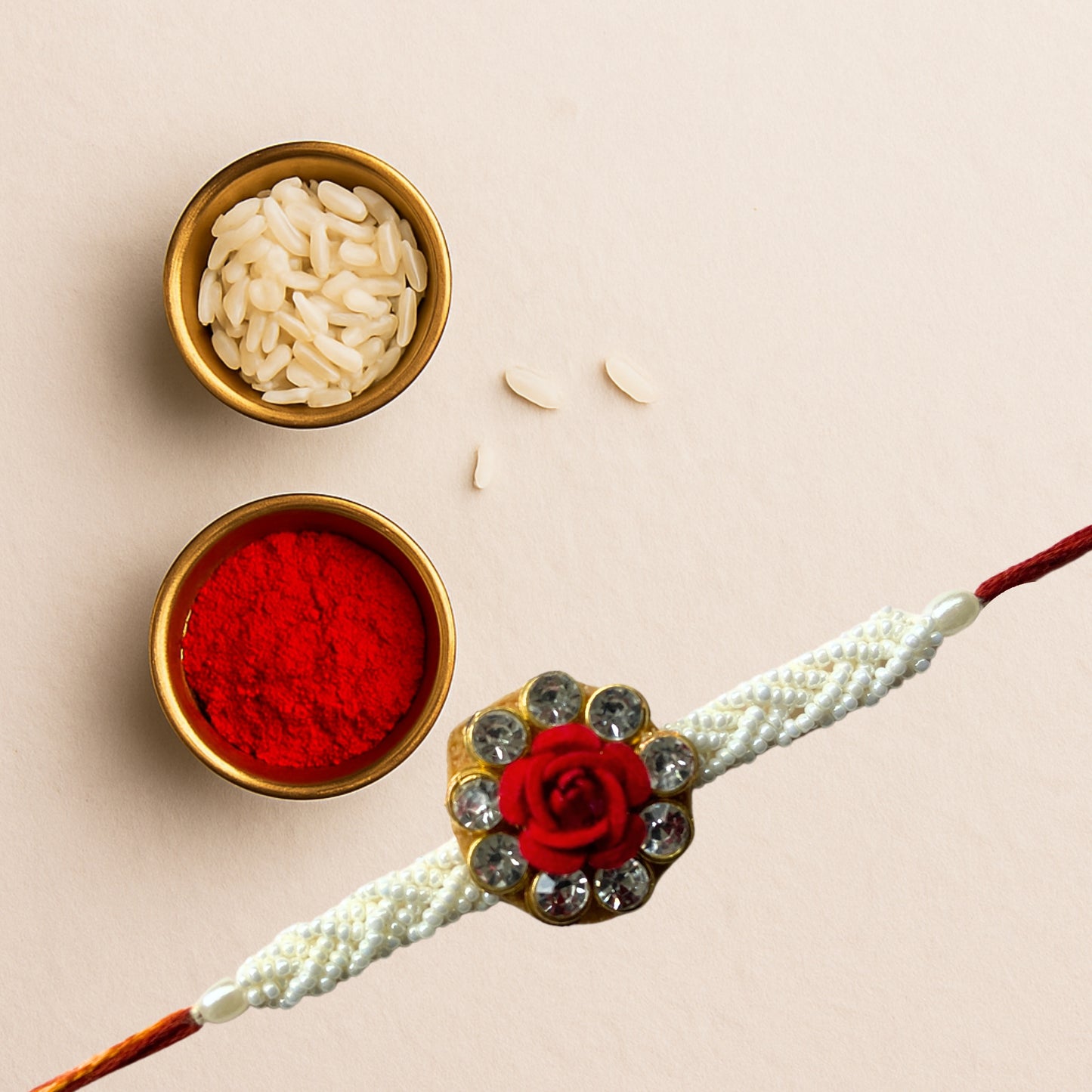 Rose White beads Rakhi