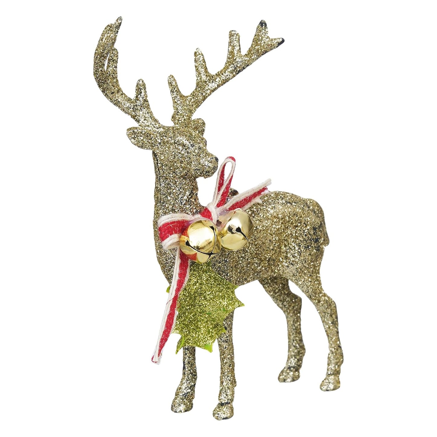 Glitter Golden Reindeer Statue | Christmas Tree Decoration Items | Christmas Hanging Ornaments Props | Xmas Decorations Items for Home Living Room Office Church Décor (Single Piece Only)