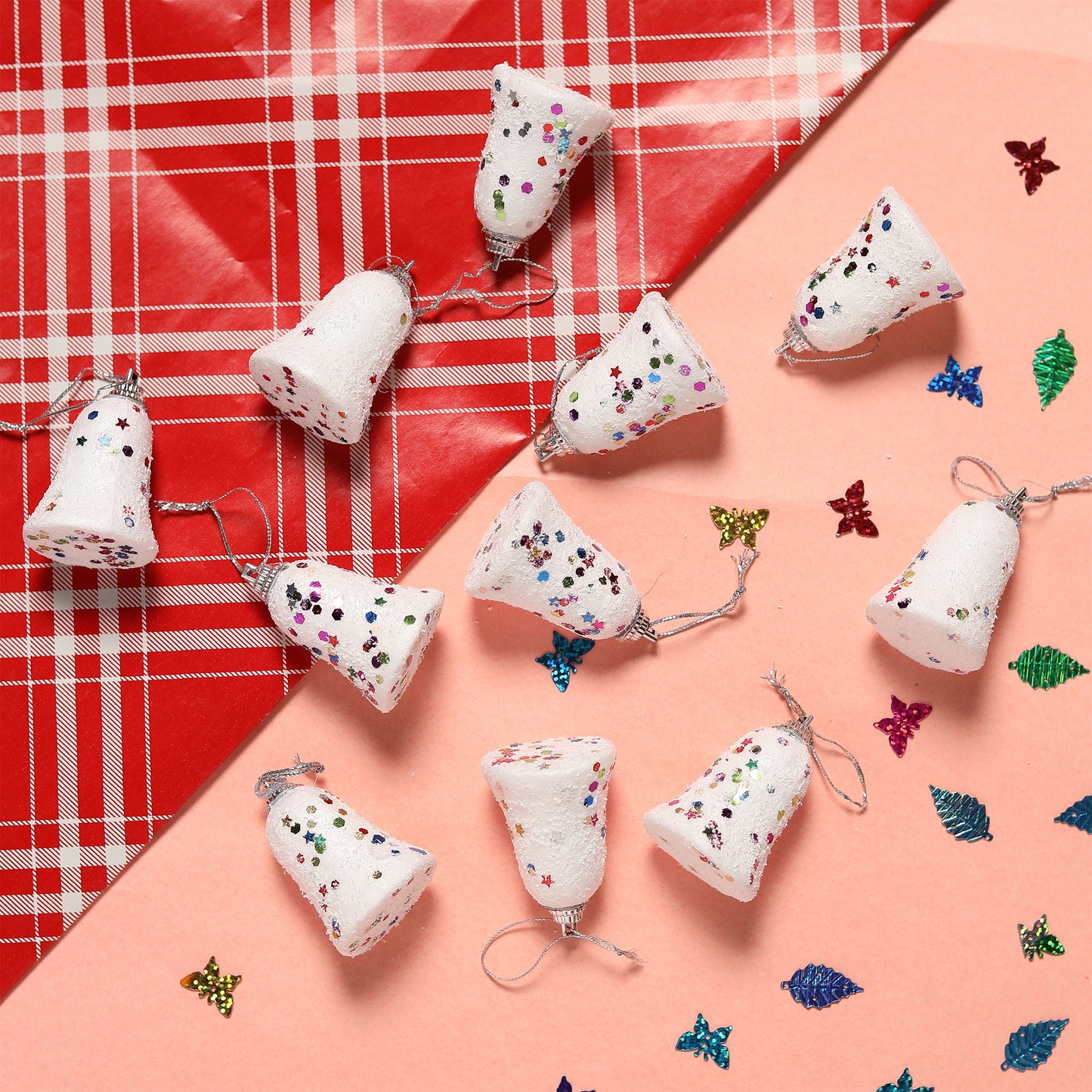 Set of 6 pieces only Christmas Tree Decoration Items Bells Hanging Ornaments Props Accessories Xmas Tree Decor - Christmas Decorations Items for Home - Gifts Item