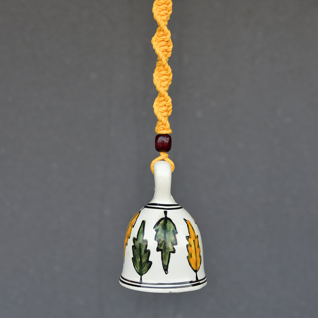 Yellow Handmade Macrame Ceramic Bells Bohemian Home Wall Decor