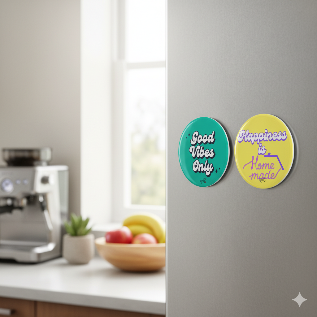 Good vibes only and Happiness is Homemade Set of 2 Quoted Fridge Magnet for Refrigerator