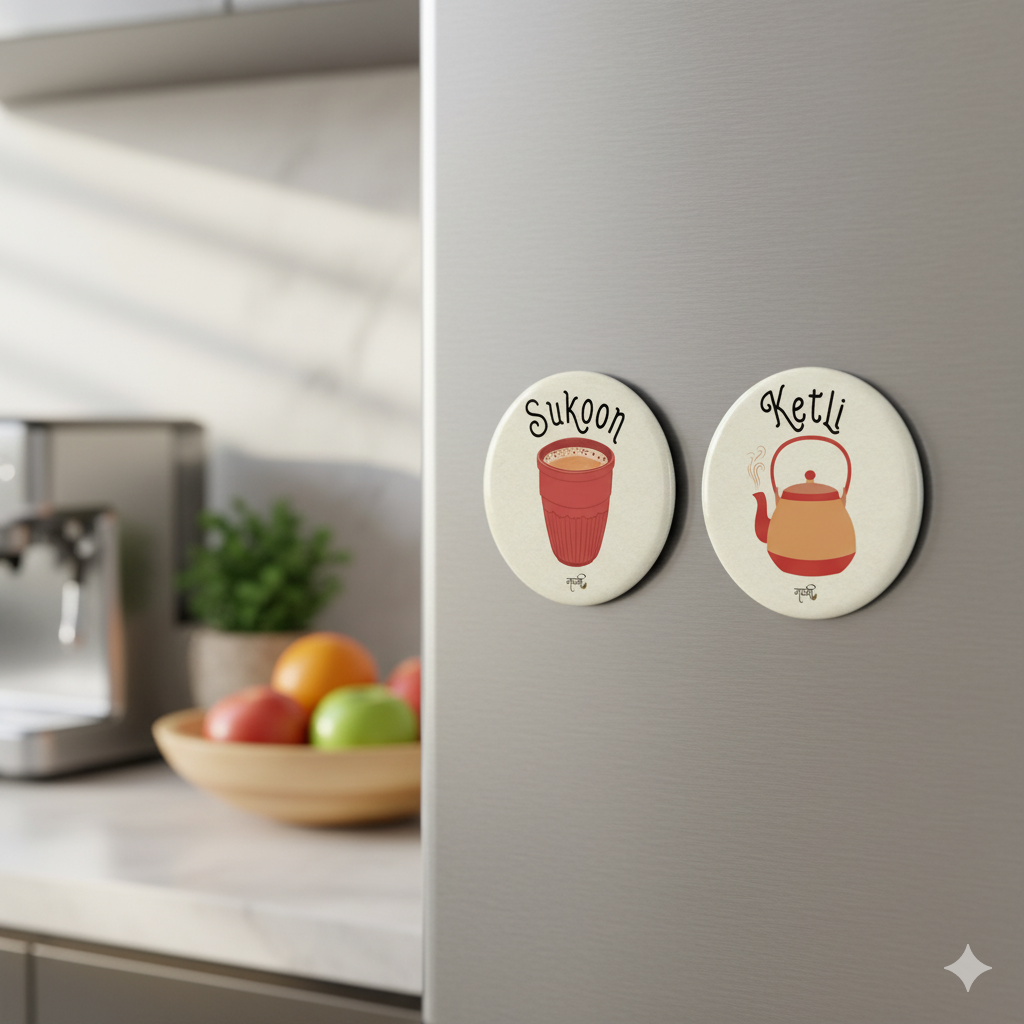 Sukoon and Ketli Set of 2 Quoted Fridge Magnet for Refrigerator