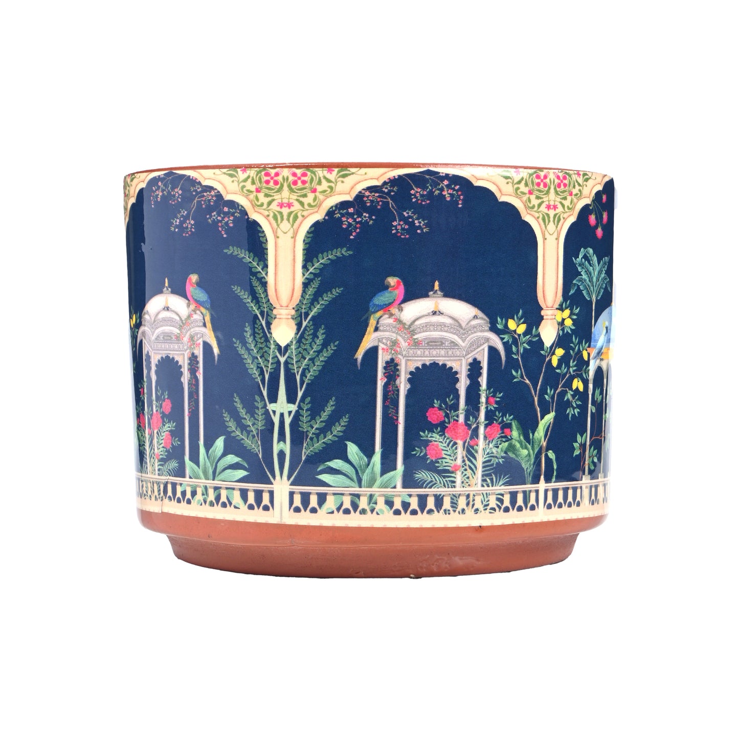 Peacock Printed small Room/Table Planter, Handcrafted Terracotta Planter (Plant not included)