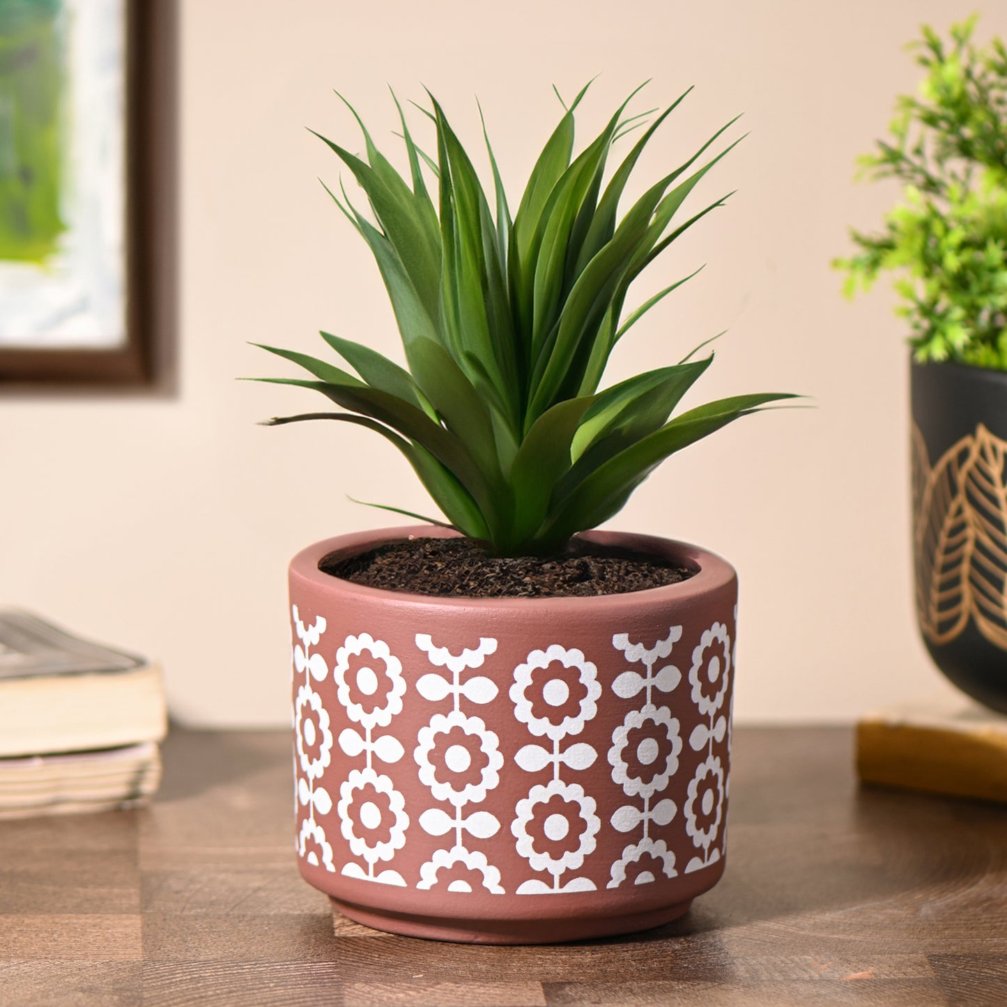 Block printed small Room/Table Planter, Handcrafted Terracotta Planter (Plant not included)