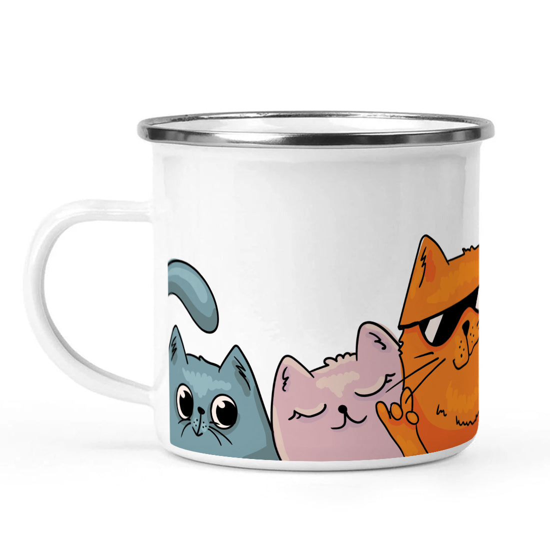 Cats Stainless Steel Enamel Coffee Mug