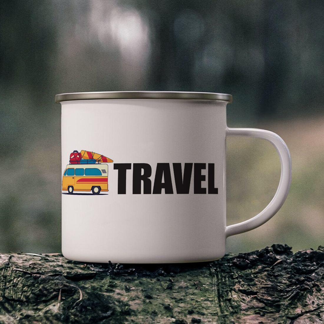 Live to Travel Stainless Steel Enamel Designer Coffee Mug