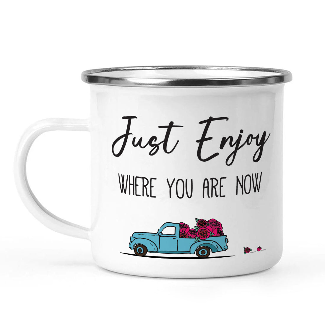 Just Enjoy Stainless Steel Enamel Coffee Mug