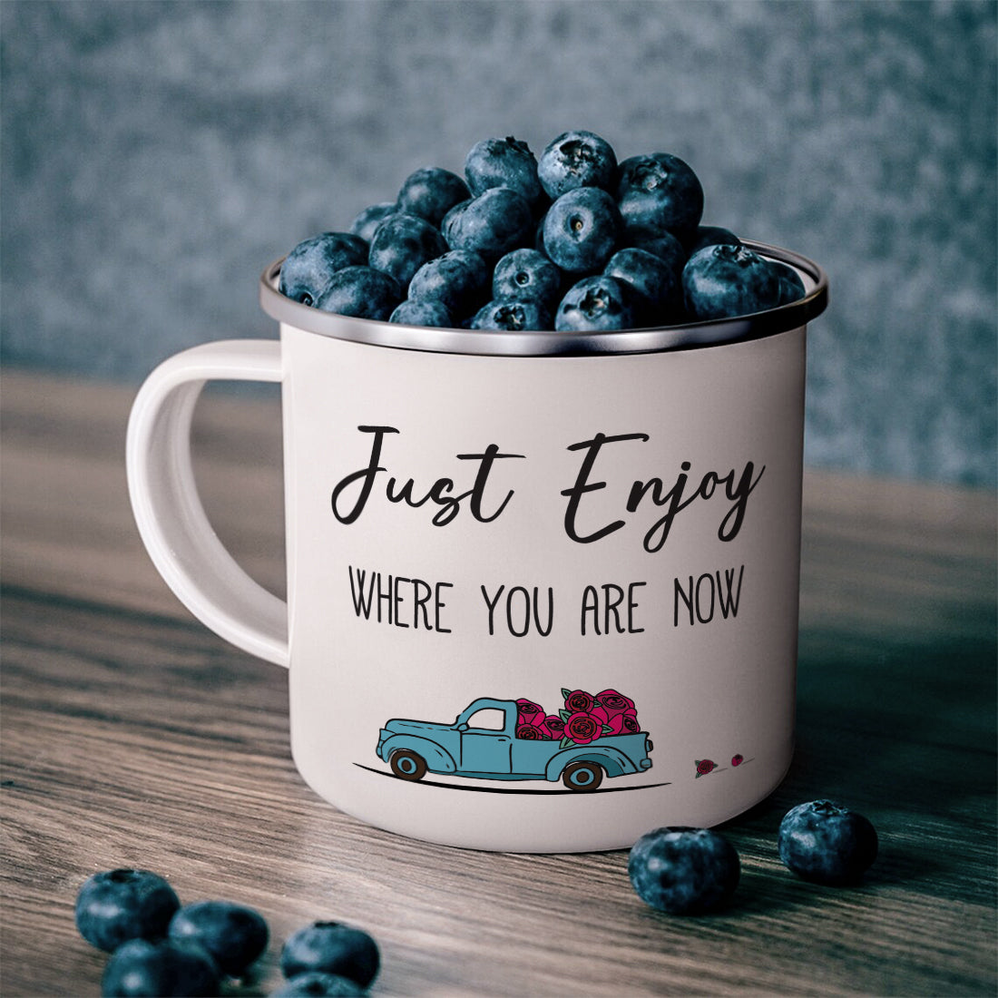 Just Enjoy Stainless Steel Enamel Coffee Mug