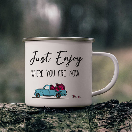 Just Enjoy Stainless Steel Enamel Coffee Mug