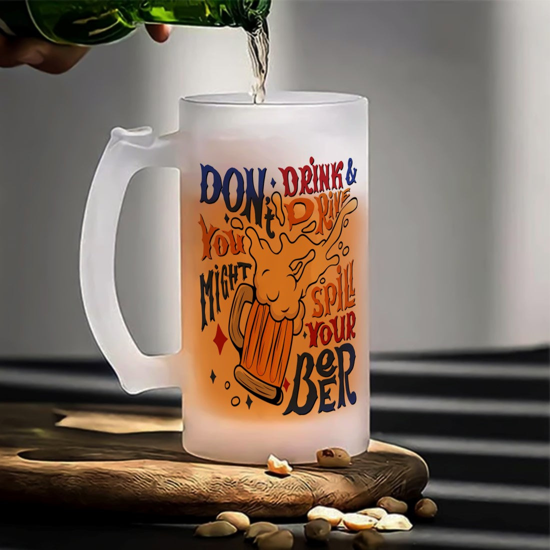 Don't Drink and Drive Frosted Printed Beer Mug