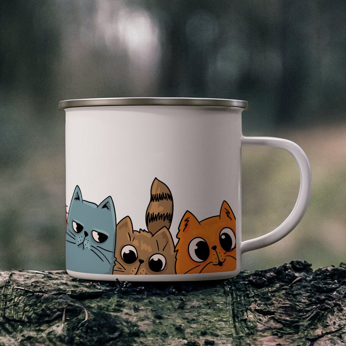 Cats Stainless Steel Enamel Coffee Mug