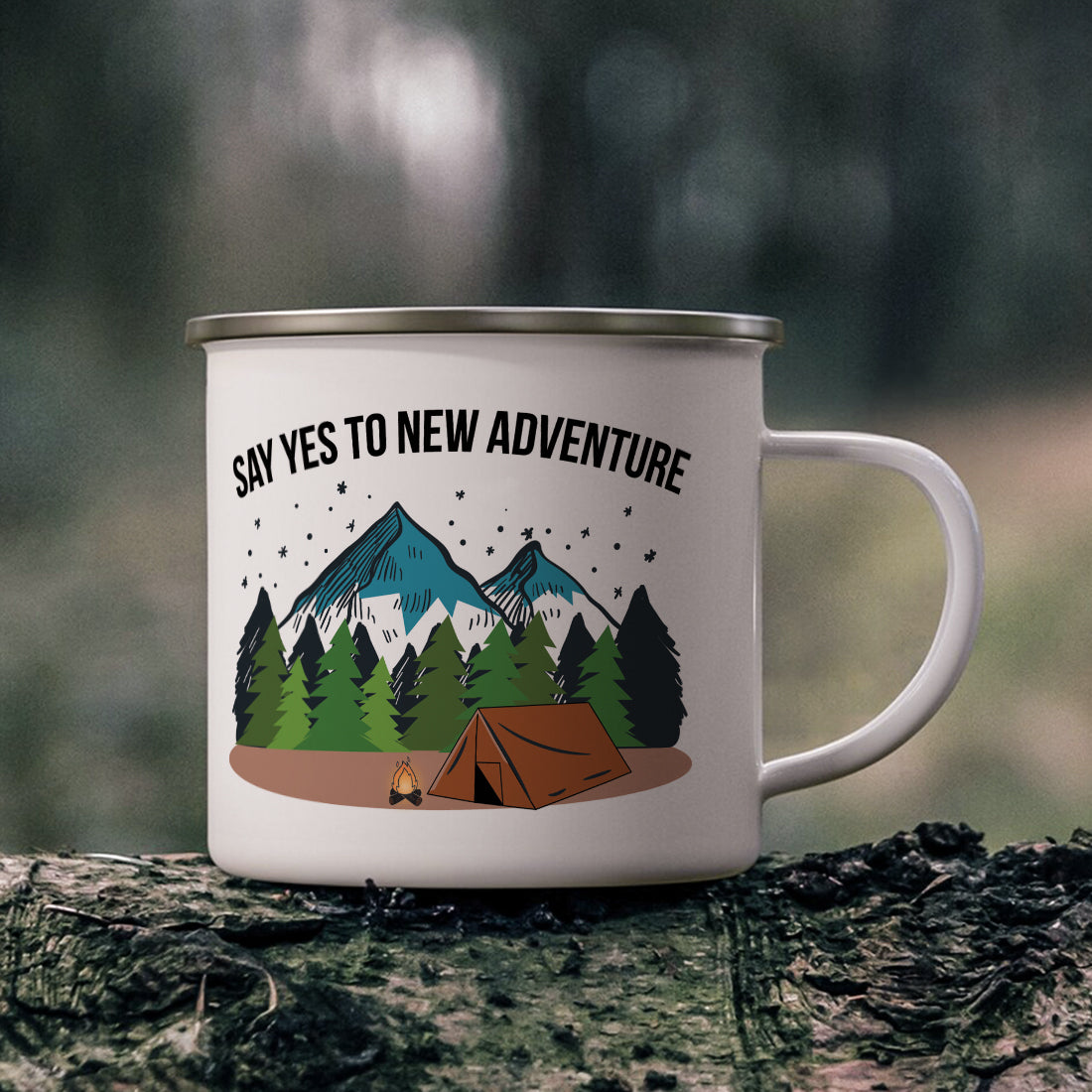 Wanderlust Stainless Steel Enamel Coffee Mug