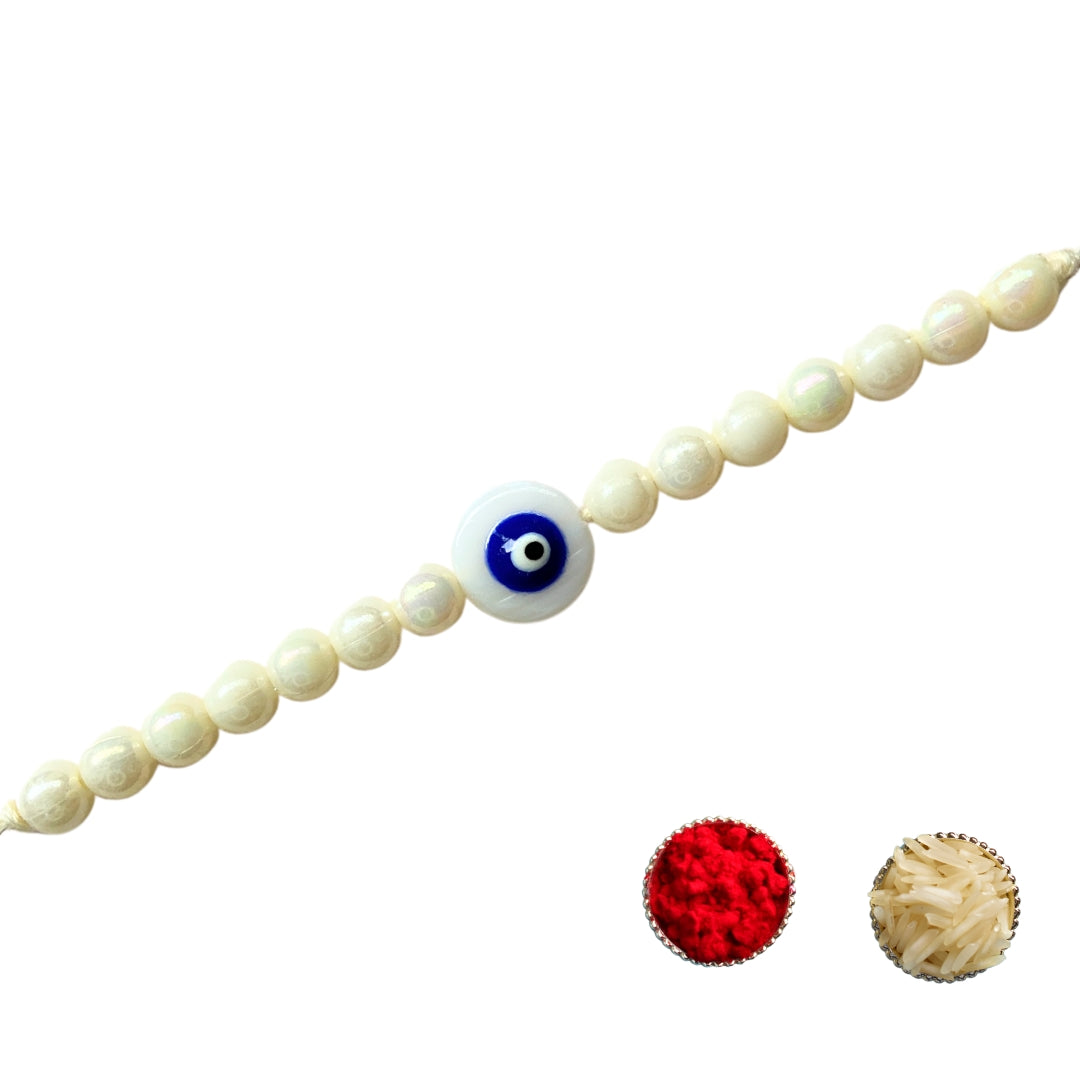 Evil Eye white beads Rakhi