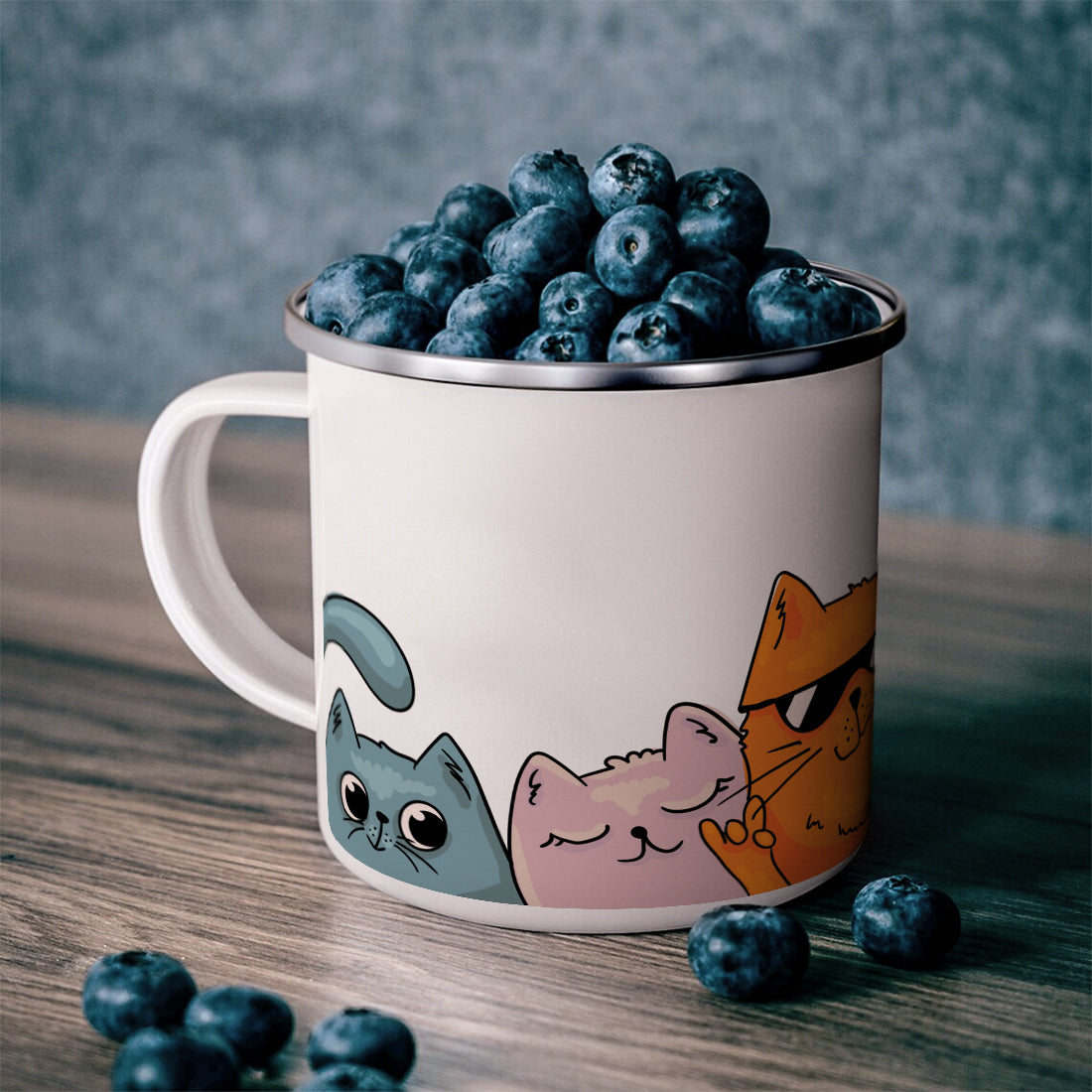 Cats Stainless Steel Enamel Coffee Mug