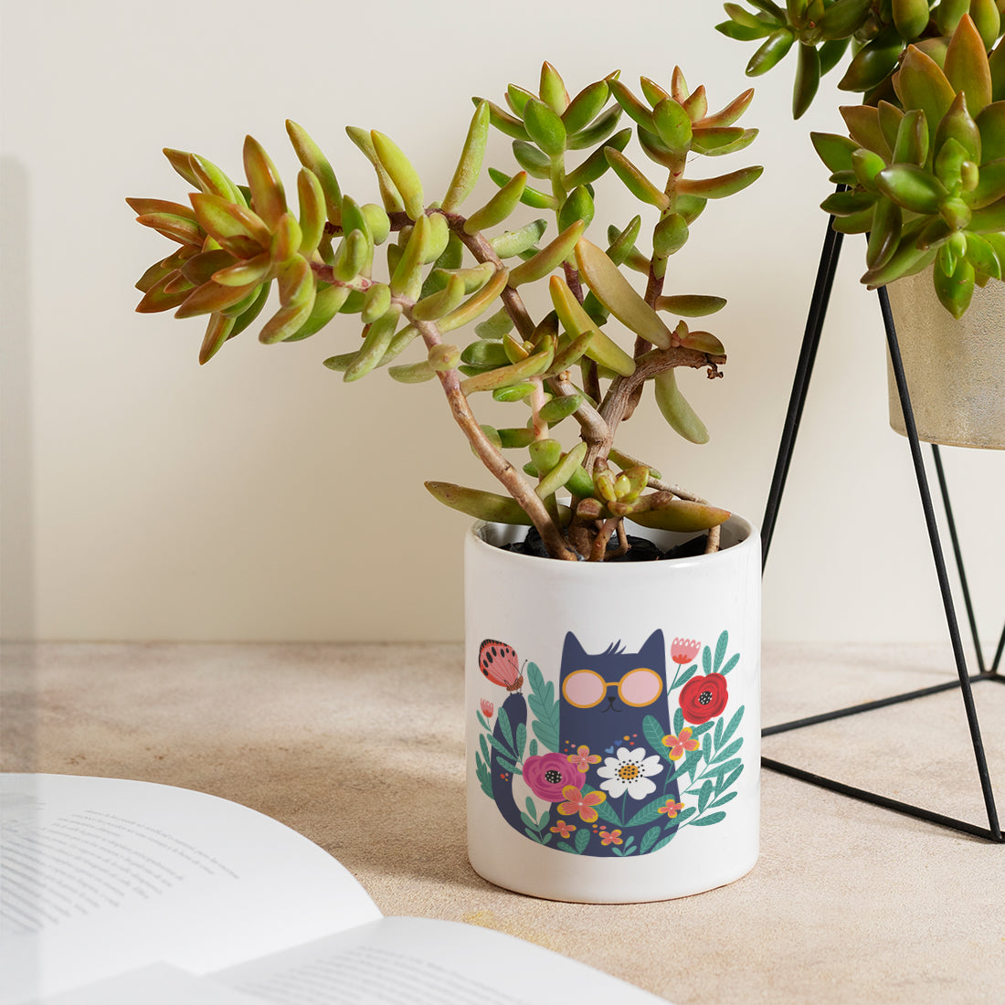 Cat Ceramic Desk planter Set of 2 (Planter only)