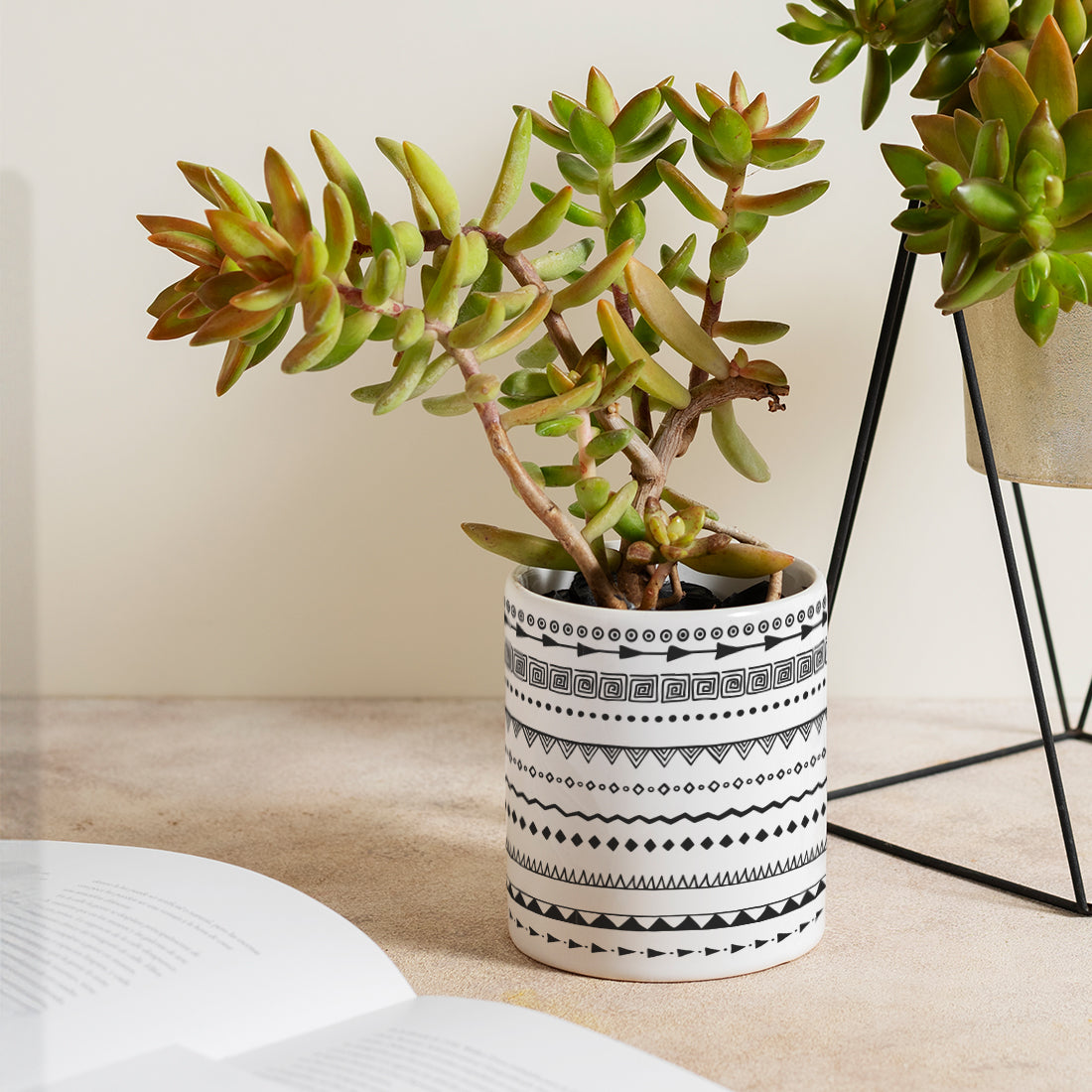 Stripes Ceramic Desk planter (Planter only)