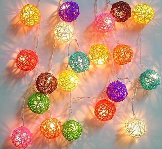 String Light 15 Rattan Ball 3 Meter Multicolor Fairy Light Plug-in