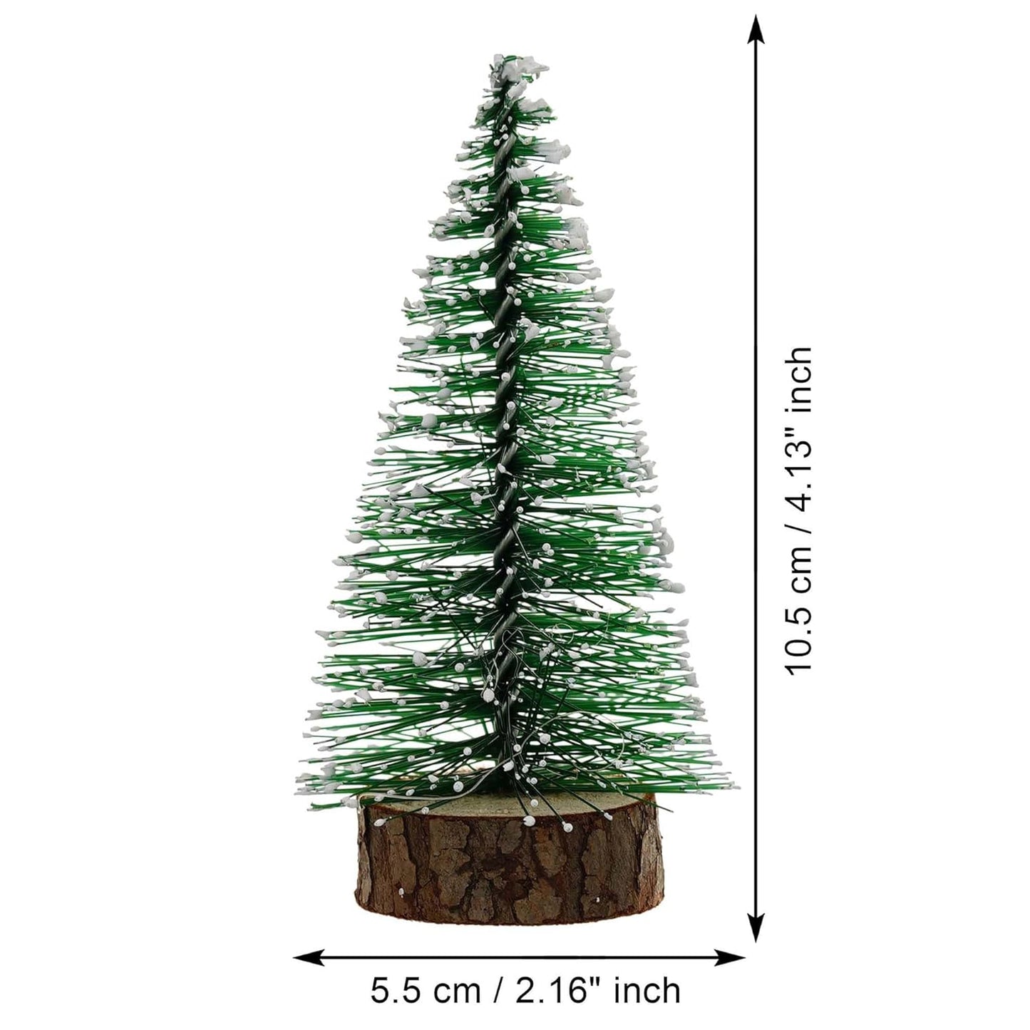 Green Artificial Frosted Bottle Brush Christmas Tree Wooden Base (10Cm, Single Piece) Small Christmas Tree for Table Home Office Church Decor Merry Christmas Decorations Items Christmas Gifts
