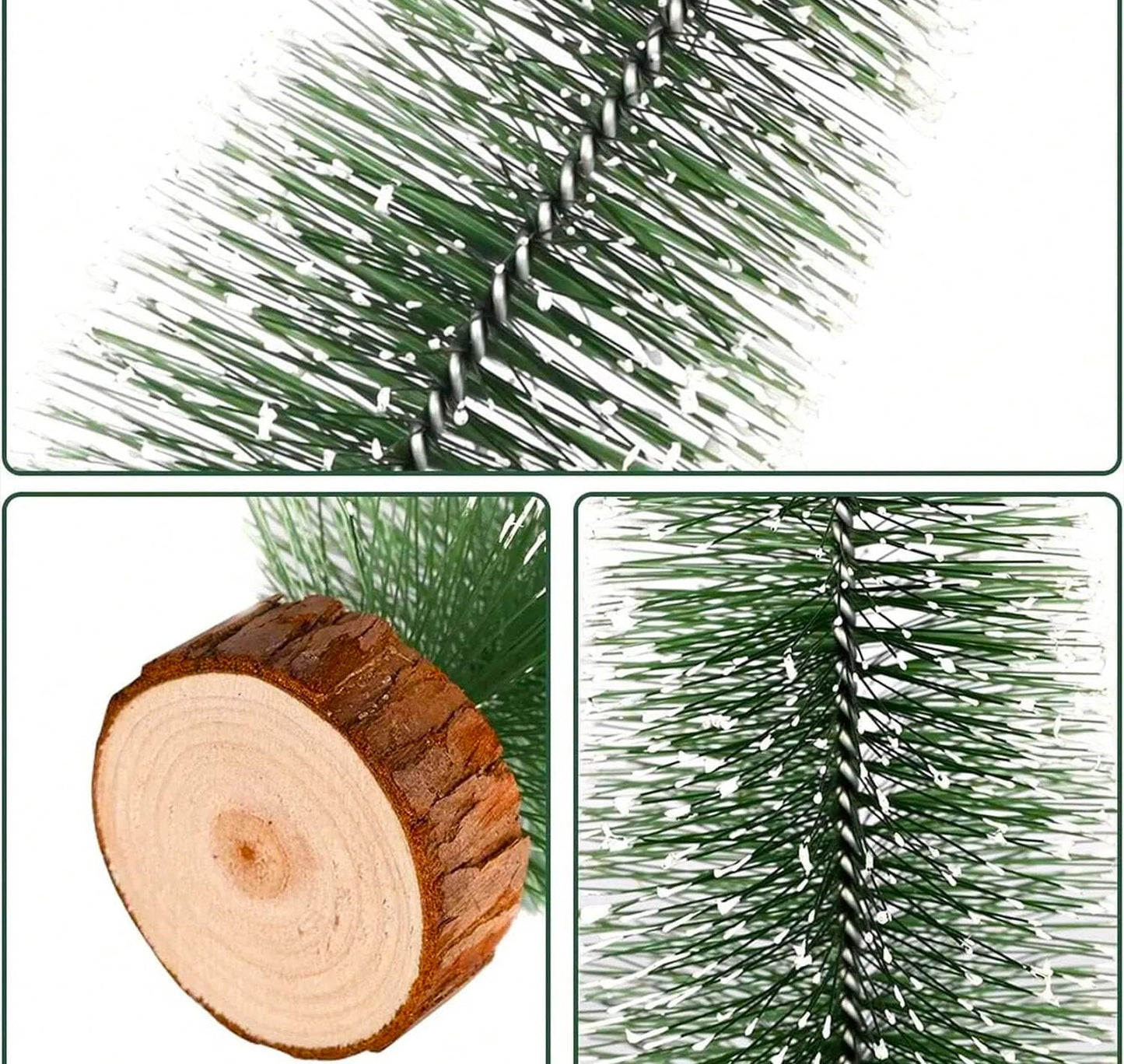 Green Artificial Frosted Bottle Brush Christmas Tree Wooden Base (10Cm, Single Piece) Small Christmas Tree for Table Home Office Church Decor Merry Christmas Decorations Items Christmas Gifts
