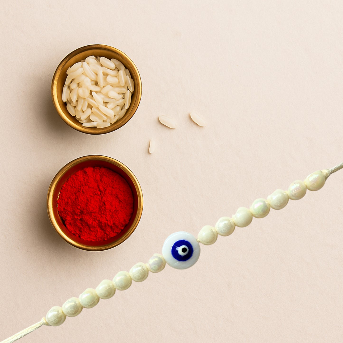 Evil Eye white beads Rakhi