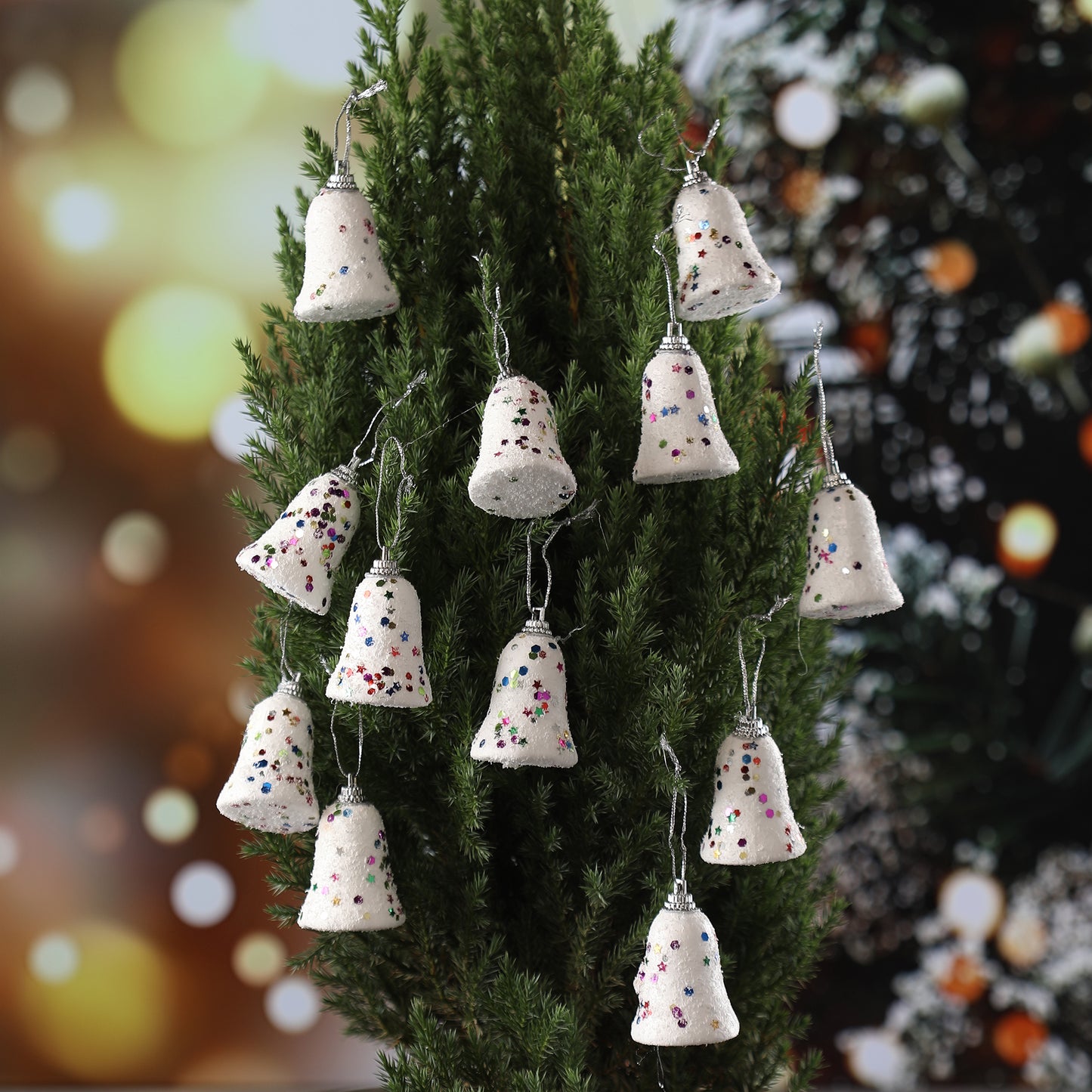 Set of 6 pieces only Christmas Tree Decoration Items Bells Hanging Ornaments Props Accessories Xmas Tree Decor - Christmas Decorations Items for Home - Gifts Item