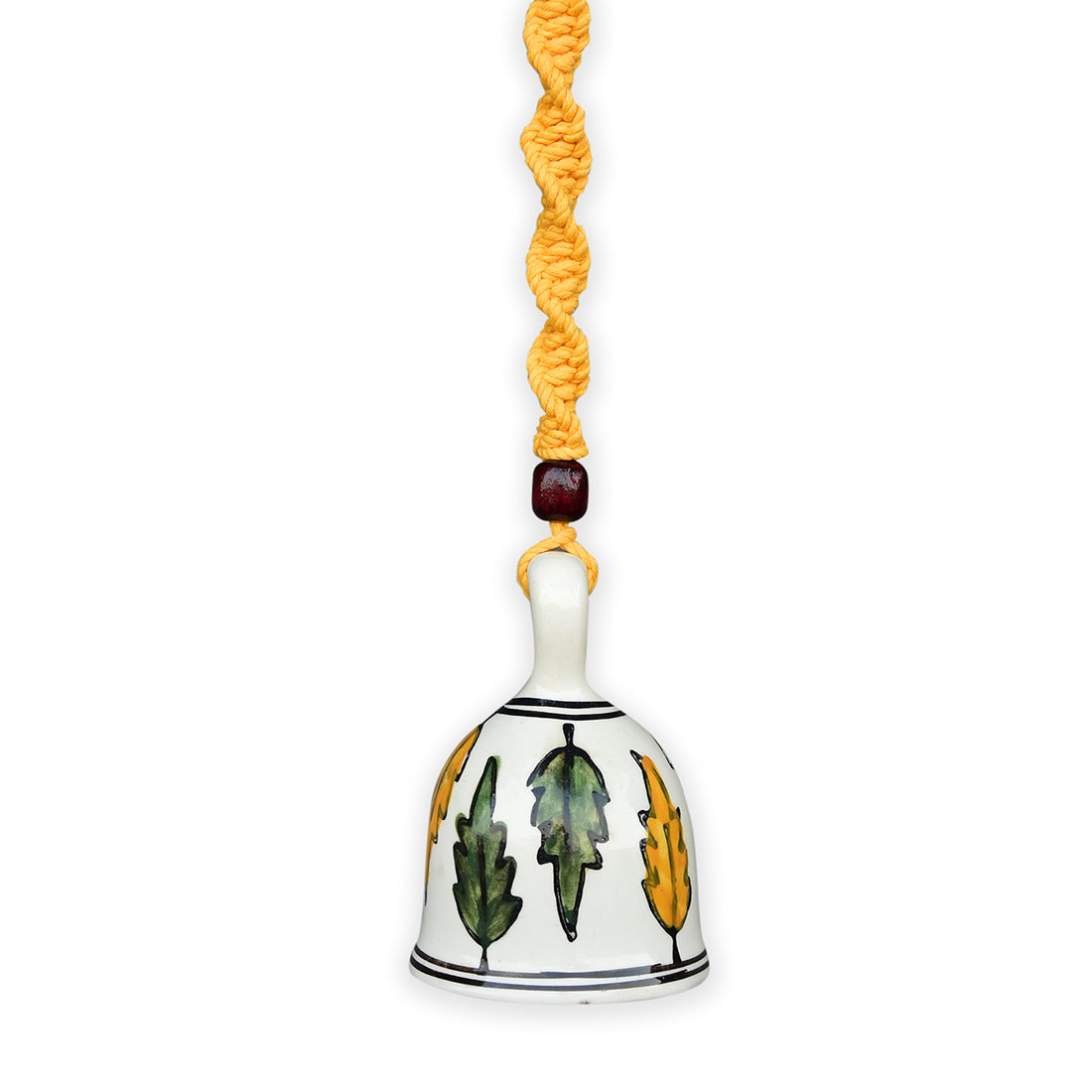 Yellow Handmade Macrame Ceramic Bells Bohemian Home Wall Decor