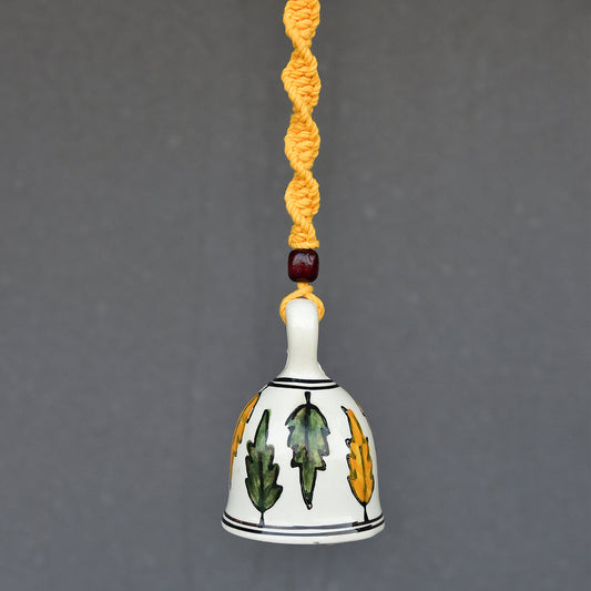 Yellow Handmade Macrame Ceramic Bells Bohemian Home Wall Decor