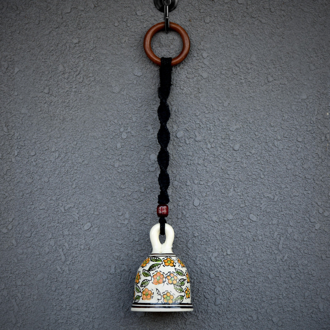 Black Handmade Macrame Ceramic Bells Bohemian Home Wall Décor