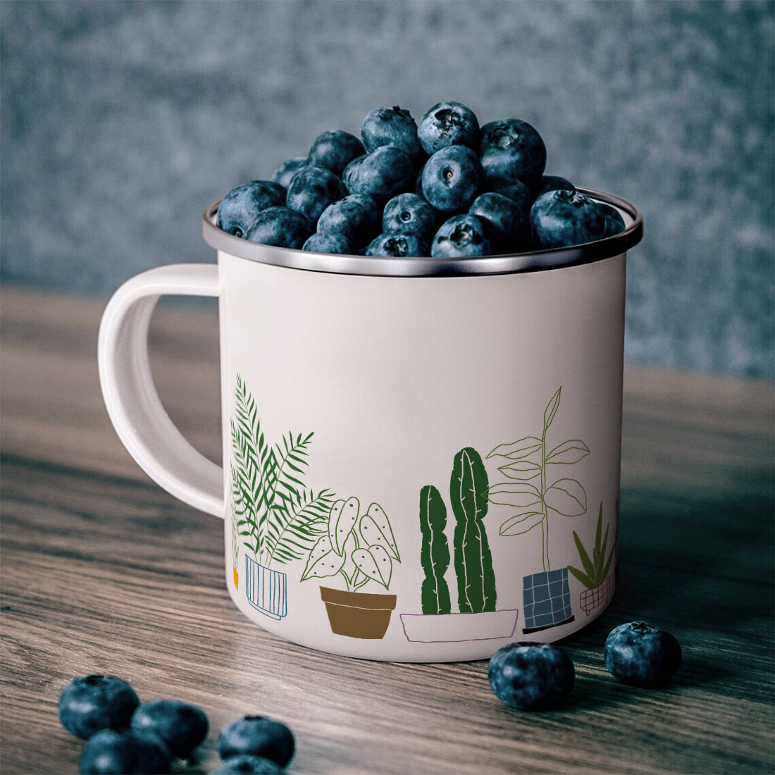 Plant Stainless Steel Enamel Coffee Mug