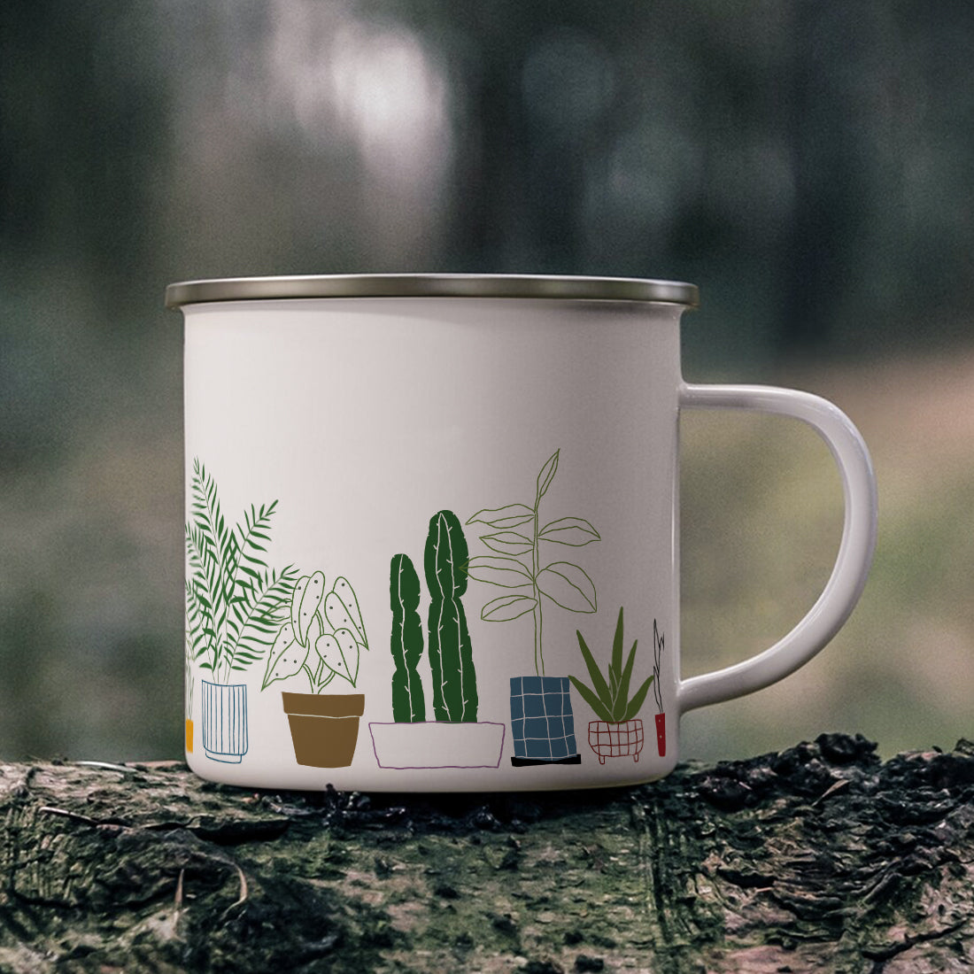 Plant Stainless Steel Enamel Coffee Mug