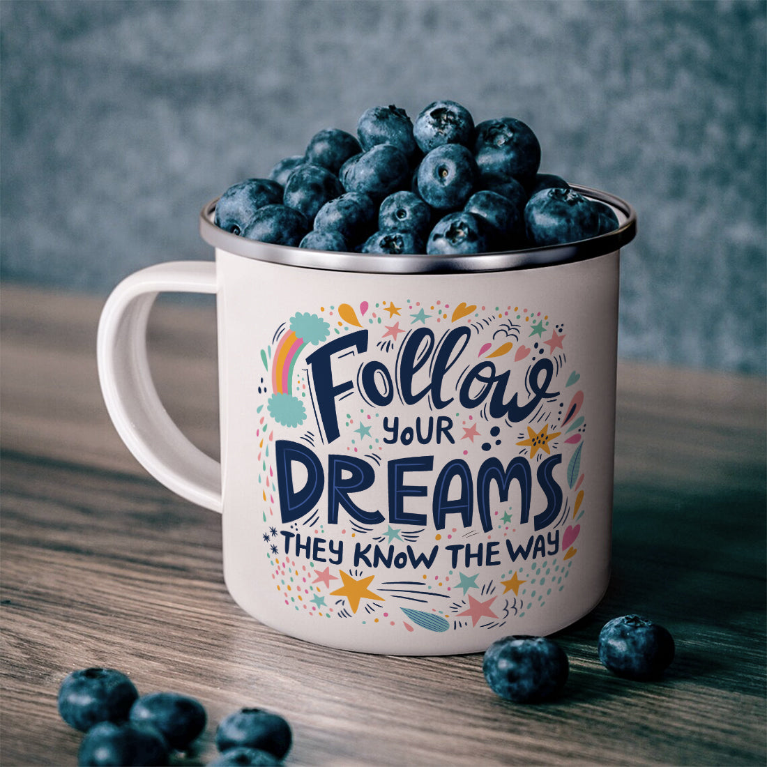 Follow your Dreams Stainless Steel Enamel Coffee Mug