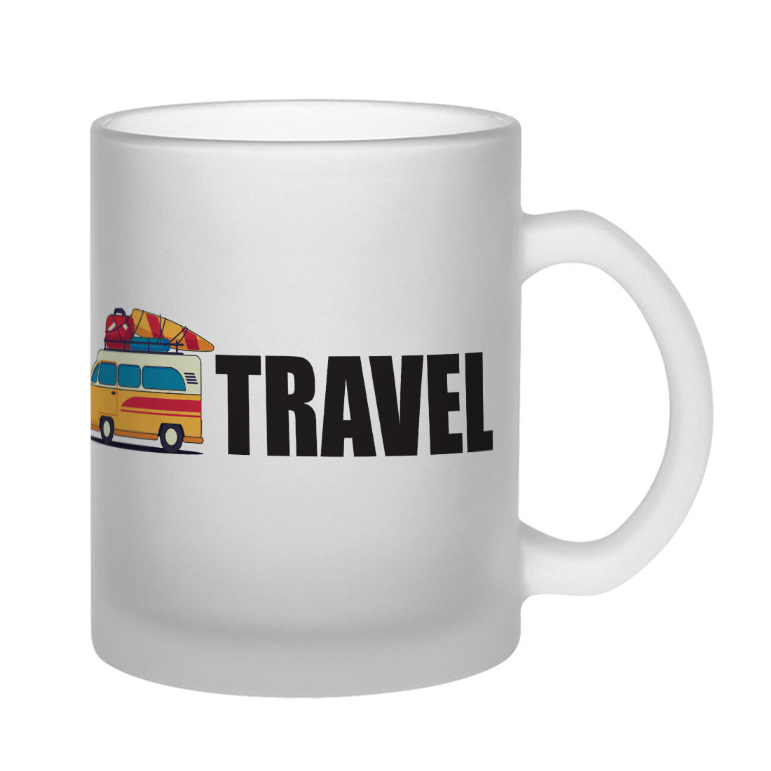 Live to Travel Frosted Glass Coffee Mug