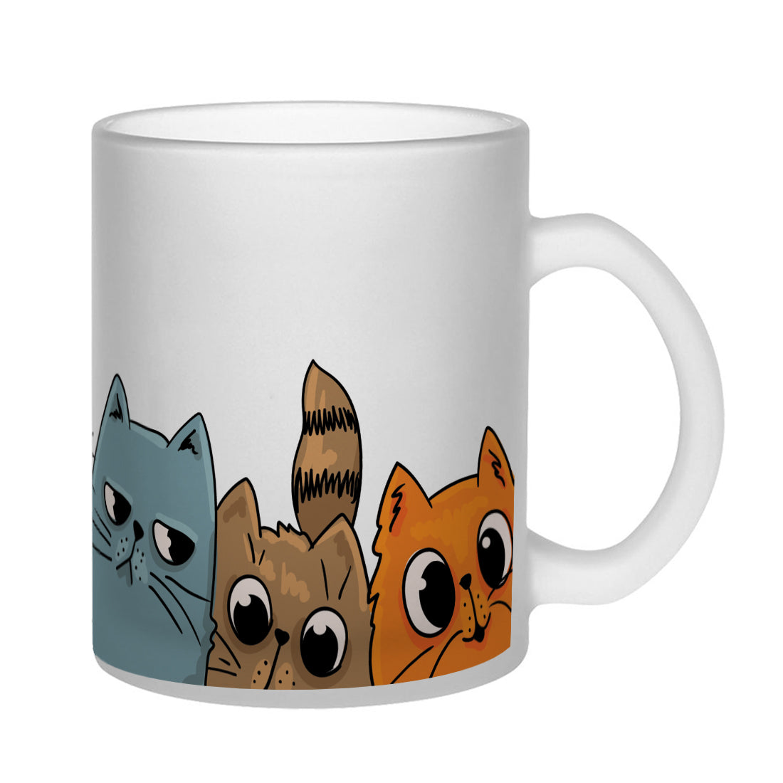 Cats Frosted Glass Coffee Mug