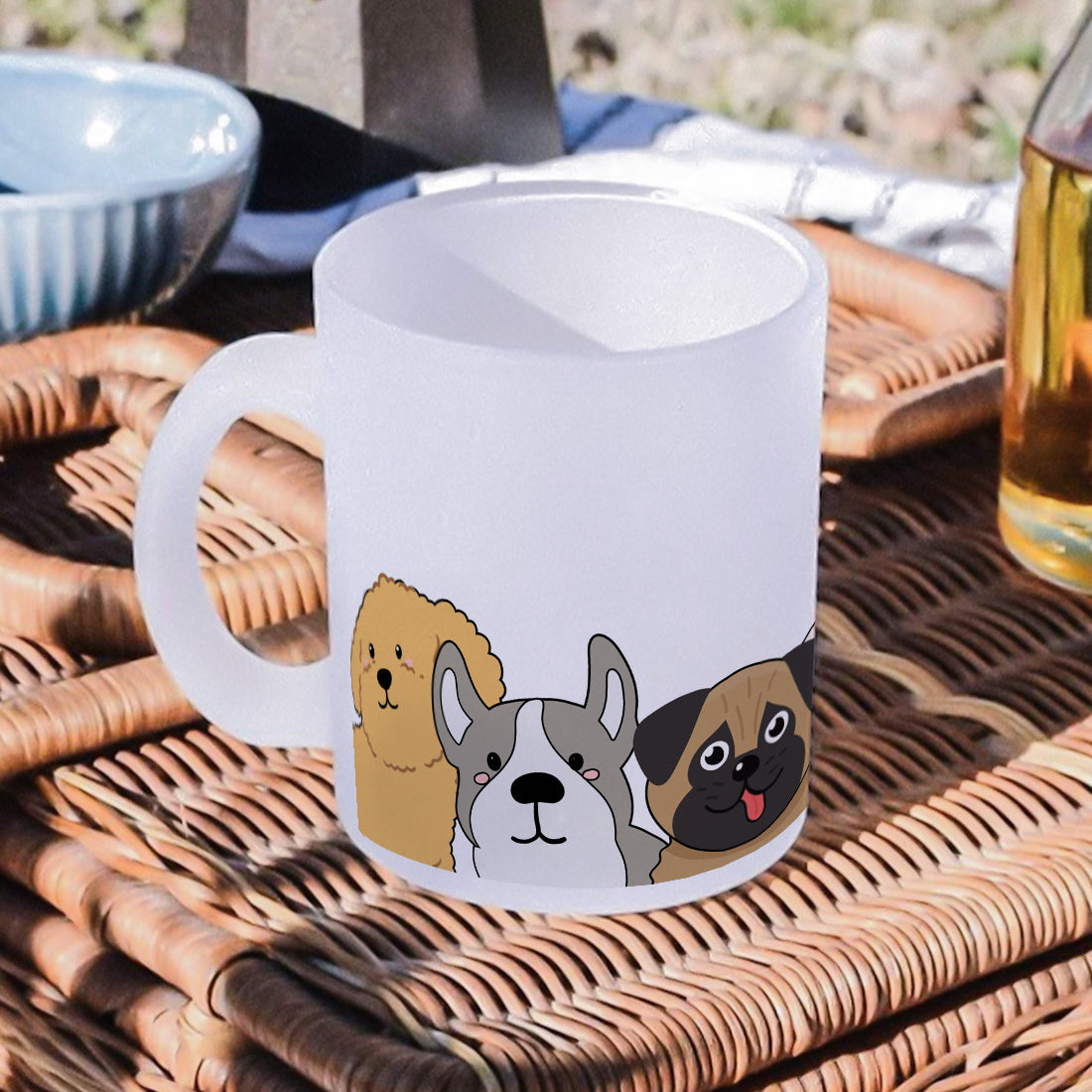 Dogs Frosted Glass Coffee Mug