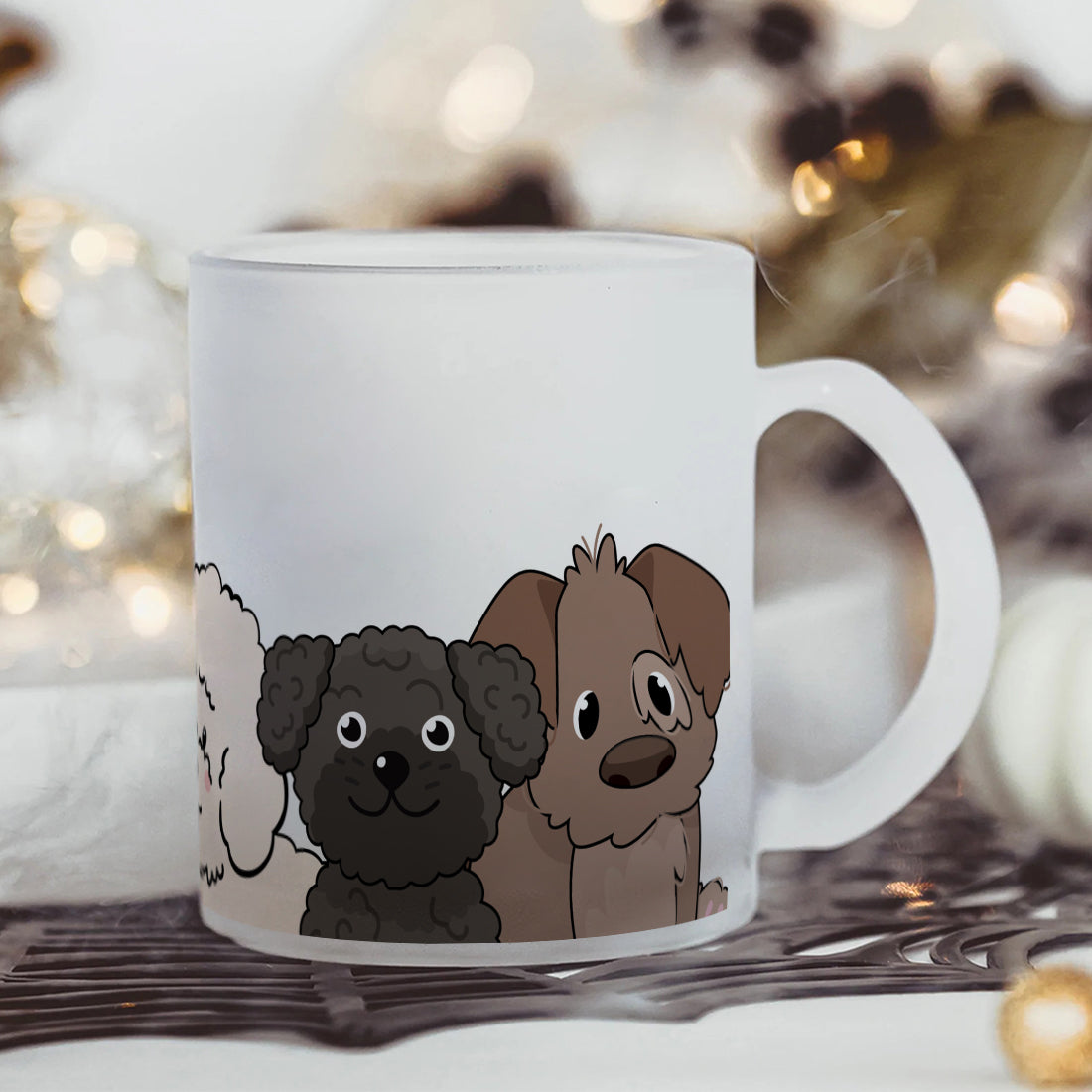 Dogs Frosted Glass Coffee Mug