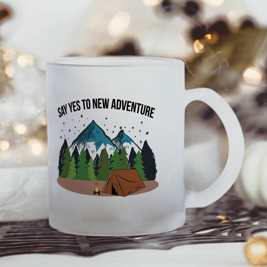 Wanderlust Frosted Glass Coffee Mug