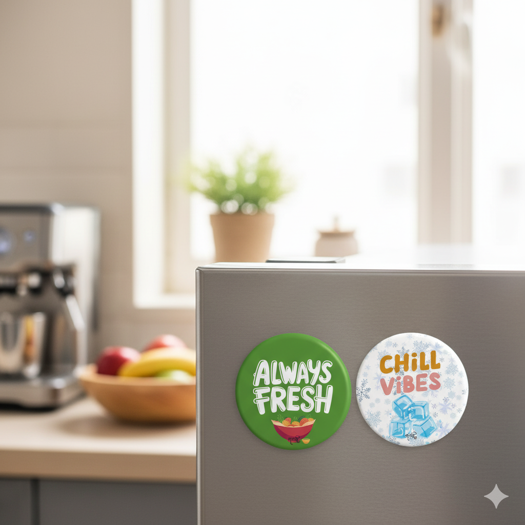Chill Vibes and Always Fresh Set of 2 Quoted Fridge Magnet for Refrigerator