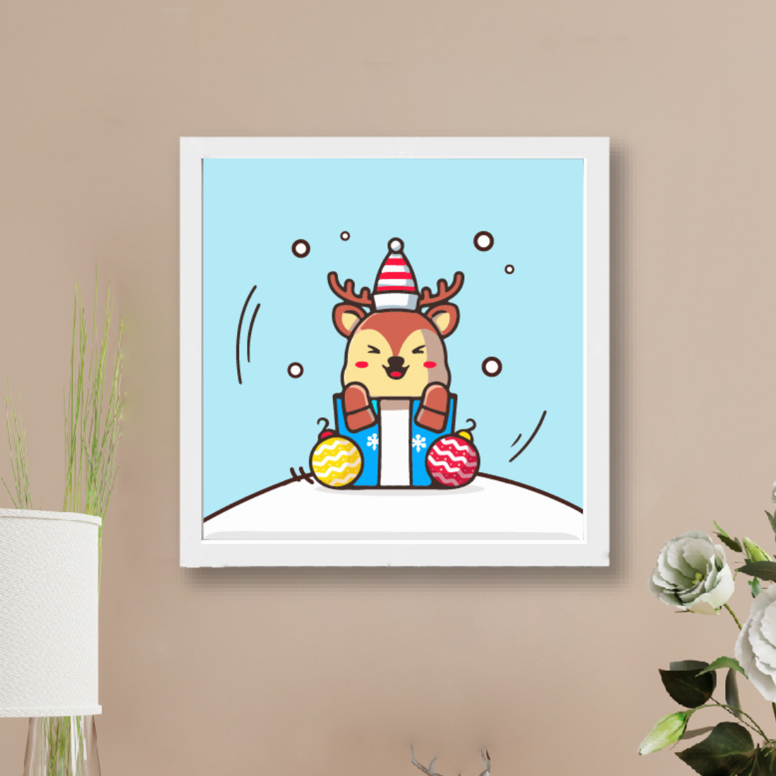 Cute Reindeer Christmas Poster frame