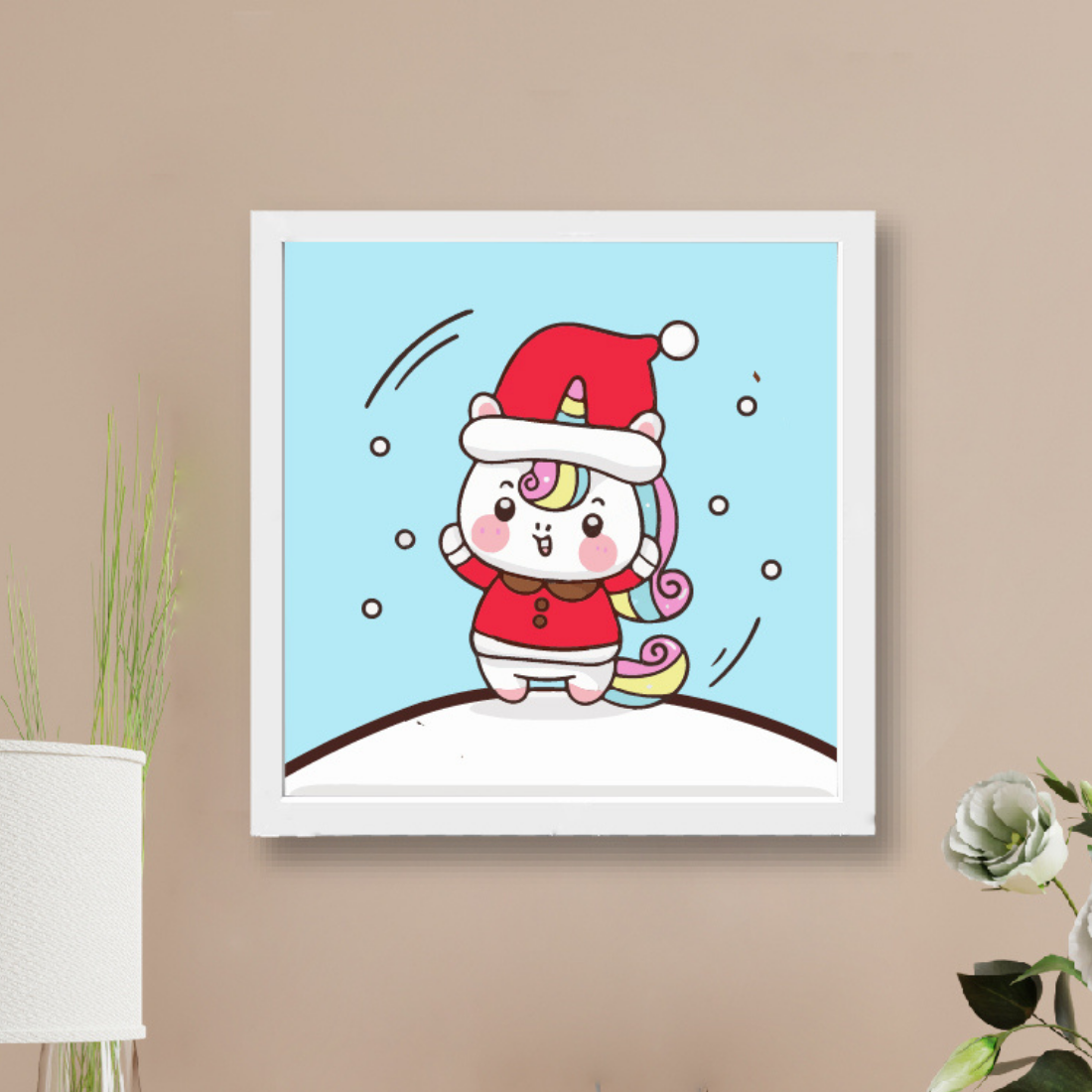 Cute Unicorn Christmas Poster frame