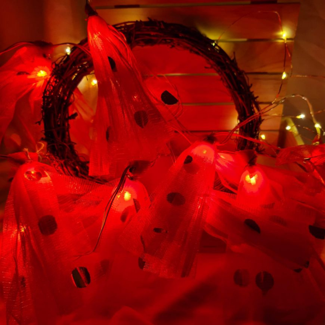 Red Potli String Light Handcrafted Decorated Hanging Light