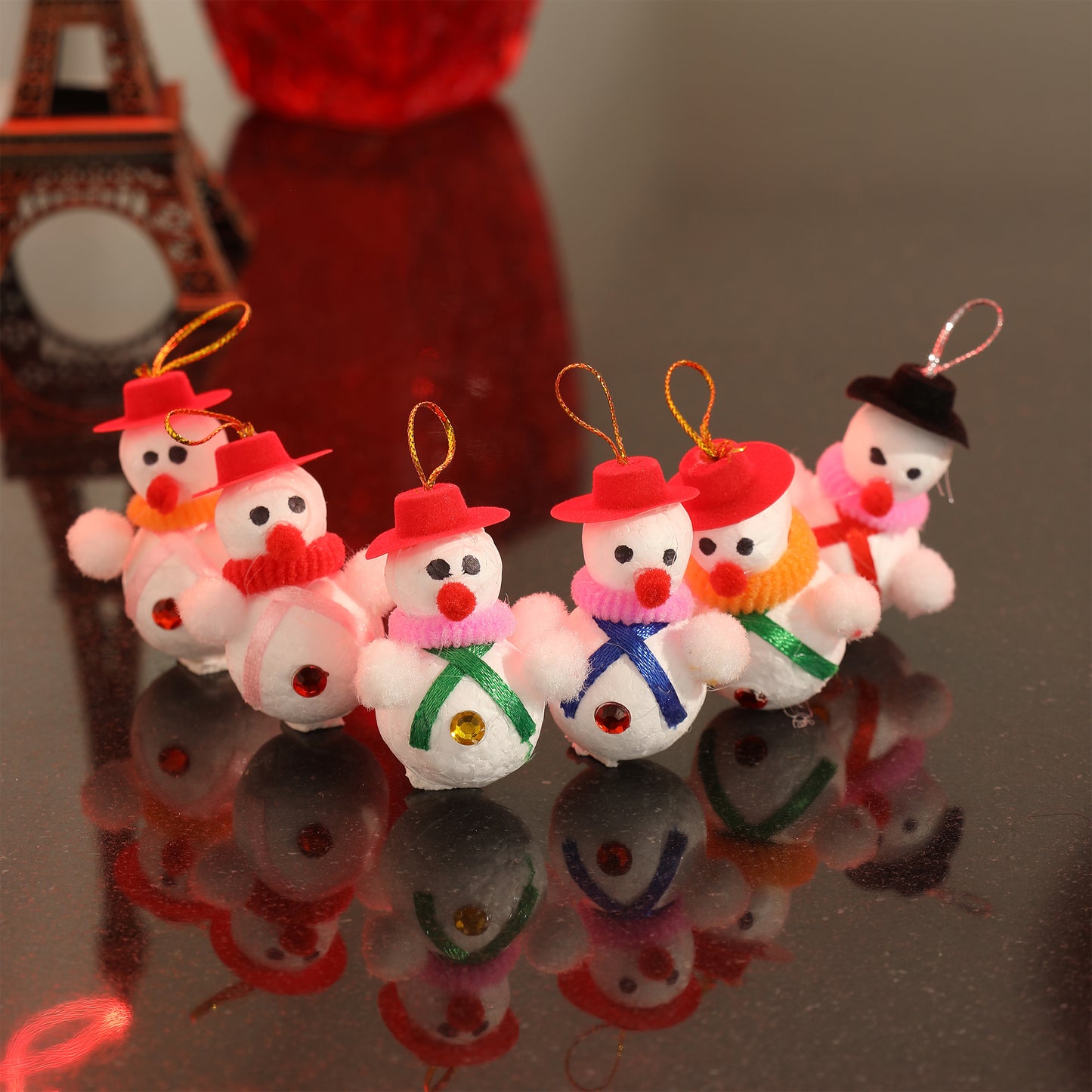 Merry Christmas Decor Snowman Hanging Ornaments (Pack of 6) Props Christmas Tree Decorations Items for Home Office | Xmas Gift for Women Men Family Friends