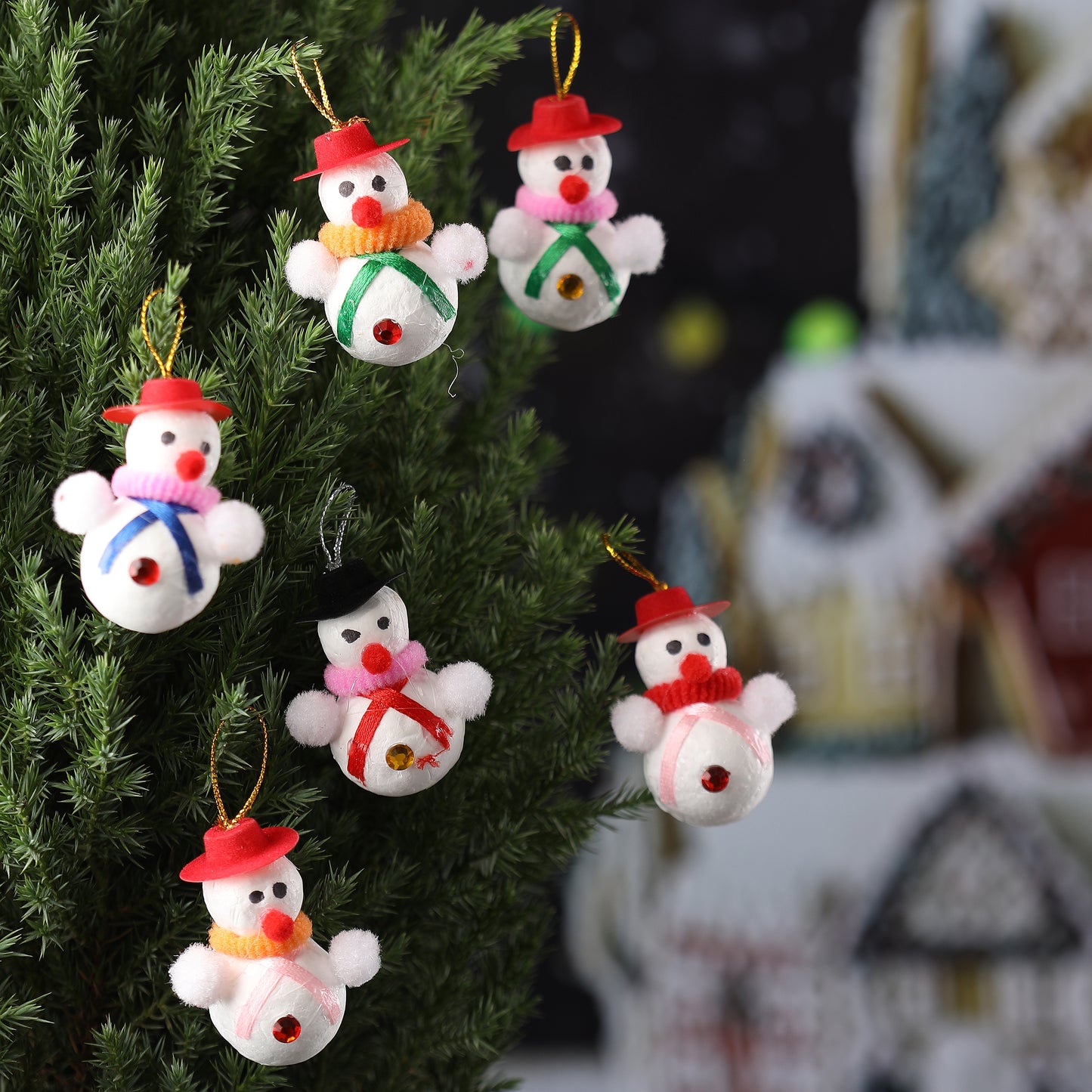 Merry Christmas Decor Snowman Hanging Ornaments (Pack of 6) Props Christmas Tree Decorations Items for Home Office | Xmas Gift for Women Men Family Friends