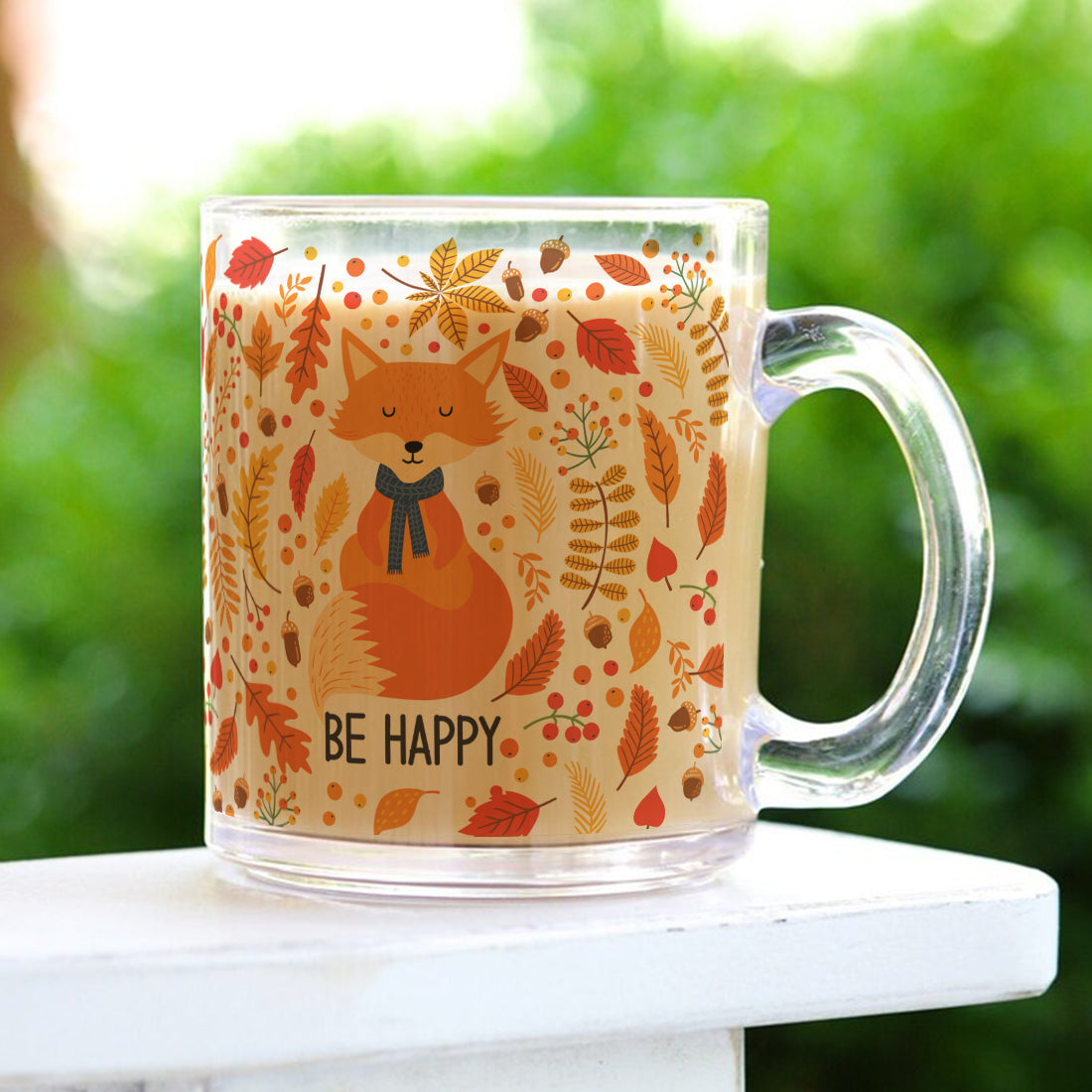 Transparent Coffee Mug Sturdy & Durable Glass mug with Handle - Be Happy