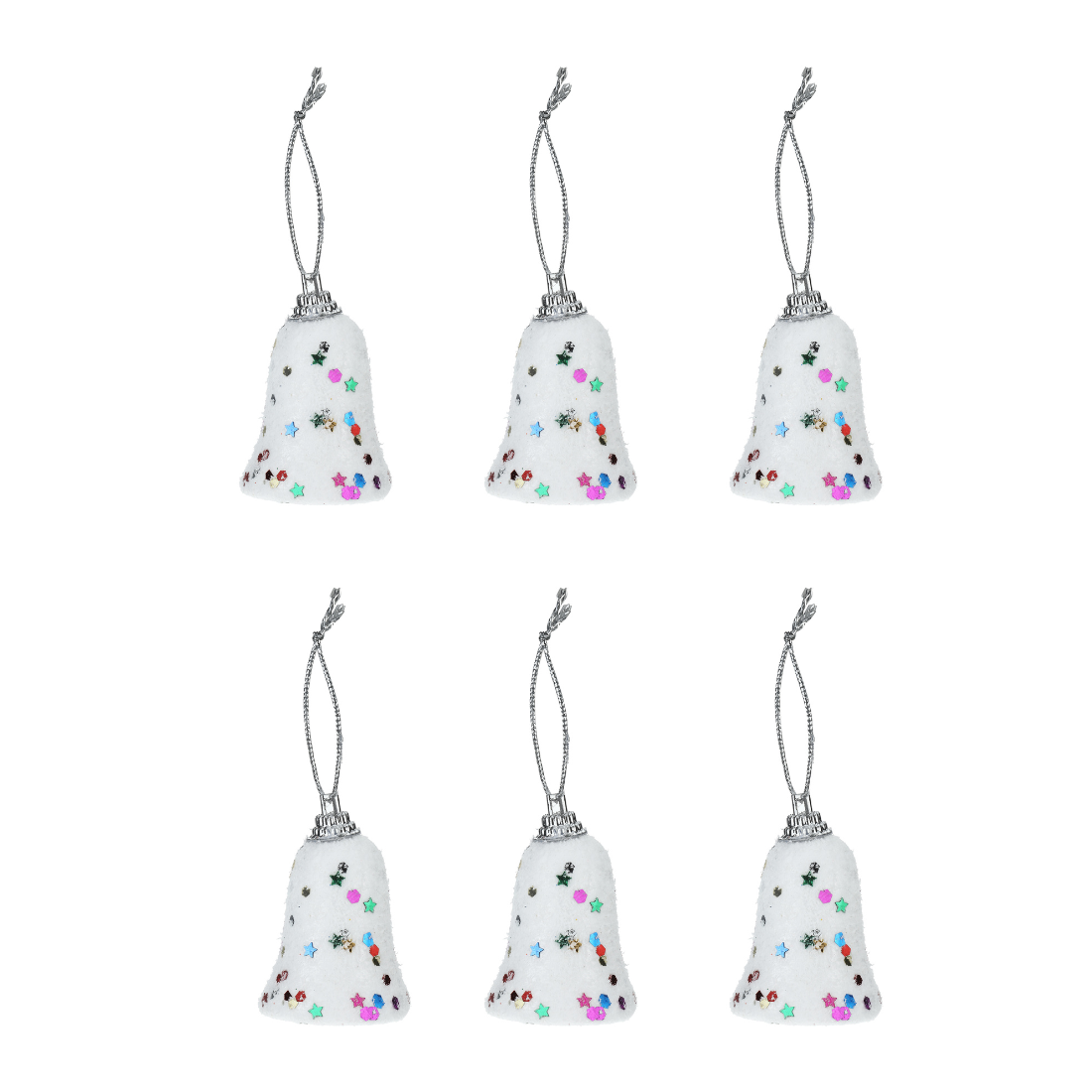 Set of 6 pieces only Christmas Tree Decoration Items Bells Hanging Ornaments Props Accessories Xmas Tree Decor - Christmas Decorations Items for Home - Gifts Item