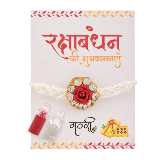 Rose White beads Rakhi